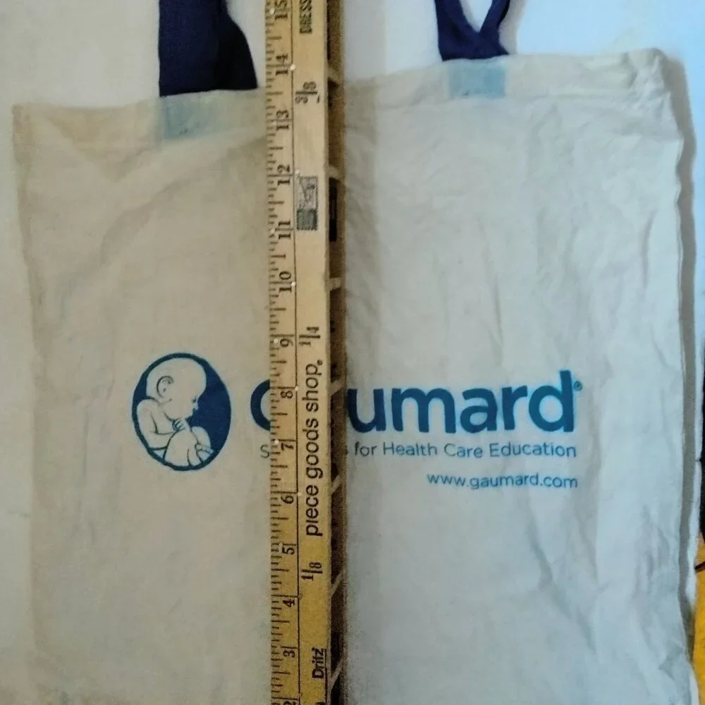 Gaumard Canvas Tote Bag  Beige Blue Fetus Logo